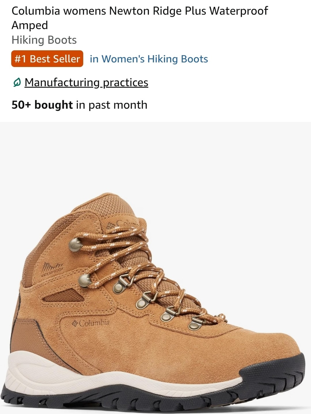 Columbia Women's Lace-Up Hiking Boot in Tan and Black